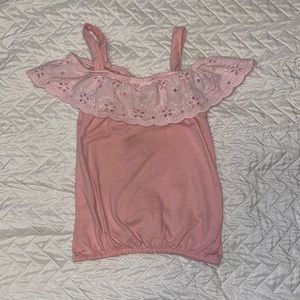 Girls Pink Ruffle Top